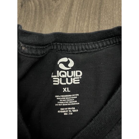 Liquid Blue Flying Skulls 2008 Mens XL Black Skull Guitar Skeleton Y2k Metal - Picture 7 of 9